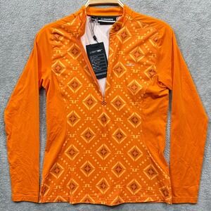 J.Lindeberg Top Womens Small Orange Russet Diamond Marilyn Half Zip Mid Layer *